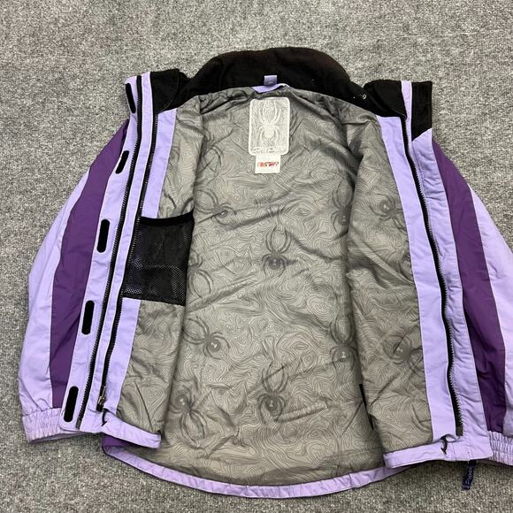Spyder Windbreaker Jacket Girls 12 Purple White Mock Neck Ski Snowboard - Picture 6 of 14